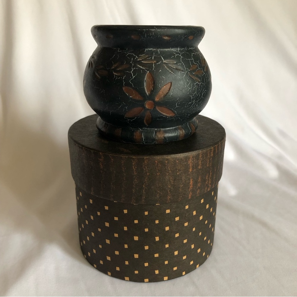 2001 Lang Primitives Floral 1 Porcelain Votive Holder - Ellen Stouffer Artwork